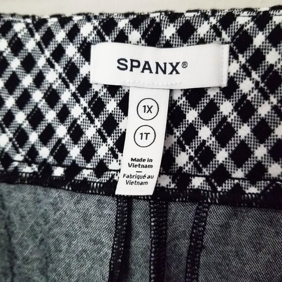 Spanx Super Smooth Perfect Fit Ponte Jacquard Wide Leg Black Plaid Checkered 1X - Picture 12 of 16